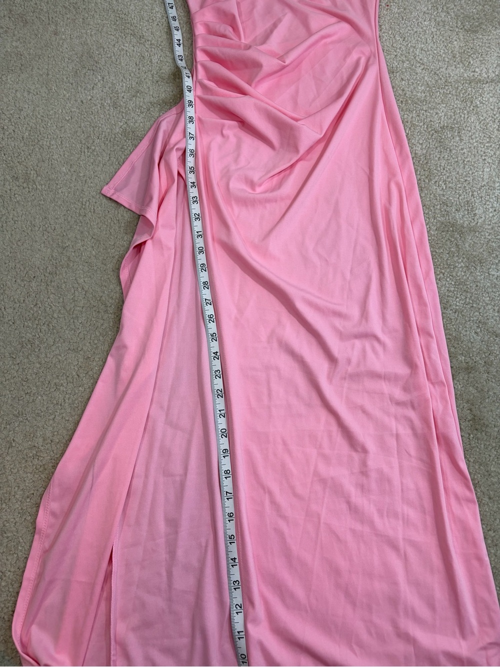 Bubblegum Pink Maxi Dress Side Slit Ruched Prom Dress NWT Small - Picture 8 of 8